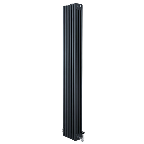Röhrenheizkörper 4 Säulen mit TRV Chromventile – 1800mm x 290mm – Anthrazitgrau
