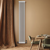 Röhrenheizkörper 4 Säulen mit TRV Chromventile – 1800mm x 290mm – Weiß - view 3