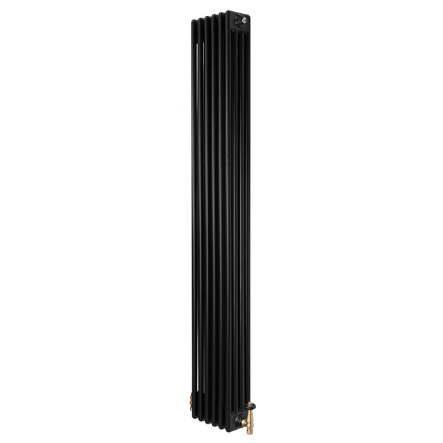 Röhrenheizkörper 4 Säulen mit TRV Chromventile – 1800mm x 290mm – Schwarz