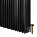 Röhrenheizkörper 4 Säulen mit TRV Chromventile – 1800mm x 290mm – Schwarz - view 9
