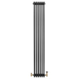 Röhrenheizkörper 4 Säulen mit TRV Chromventile – 1800mm x 290mm – Schwarz - view 4