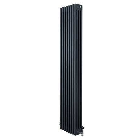 Röhrenheizkörper 4 Säulen mit TRV Chromventile – 1800mm x 380mm – Anthrazitgrau