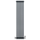 Röhrenheizkörper 4 Säulen mit TRV Chromventile – 1800mm x 380mm – Anthrazitgrau