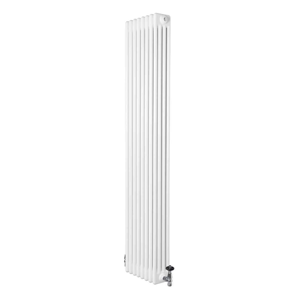 Röhrenheizkörper 4 Säulen mit TRV Chromventile – 1800mm x 380mm – Weiß
