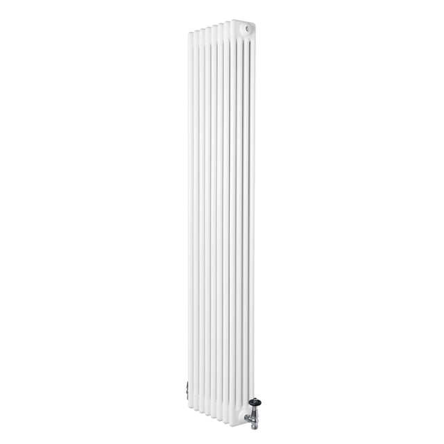 Röhrenheizkörper 4 Säulen mit TRV Chromventile – 1800mm x 380mm – Weiß