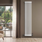 Röhrenheizkörper 4 Säulen mit TRV Chromventile – 1800mm x 380mm – Weiß - view 2