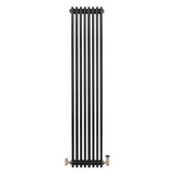 Röhrenheizkörper 4 Säulen mit TRV Chromventile – 1800mm x 380mm – Schwarz