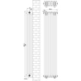 Röhrenheizkörper 4 Säulen mit TRV Chromventile – 1800mm x 380mm – Schwarz