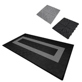 Belüftete Garagenbodenfliesen in Schwarz und Grau, mit rutschfester Oberfläche und strukturiertem Design für optimale Belüftung und Stabilität