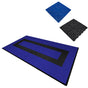 Belüftete Garagenbodenfliesen in Blau und Schwarz, mit strukturiertem Muster und Kanten, ideal für rutschfeste und langlebige Bodenbeläge