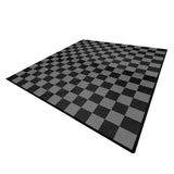 Belüftete Garagenbodenfliesen in Schwarz und Grau mit rutschfester Oberfläche, geometrischem Muster und stabiler Kante, ideal für Garagen und Werkstätten