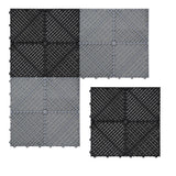 Belüftete Garagenbodenfliesen in Schwarz und Grau, quadratische Platten mit rutschfester, strukturierten Oberfläche und stabilen Kanten