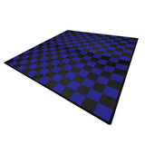 Belüftete Garagenbodenfliesen in Schwarz und Blau, quadratisches Muster, rutschfeste Oberfläche, ideal für Garagen und Werkstätten