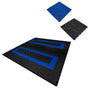 Belüftete Garagenbodenfliesen in Schwarz mit blauen Kanten, rutschfester, strukturiertem Design, ideal für Garagen und Werkstätten