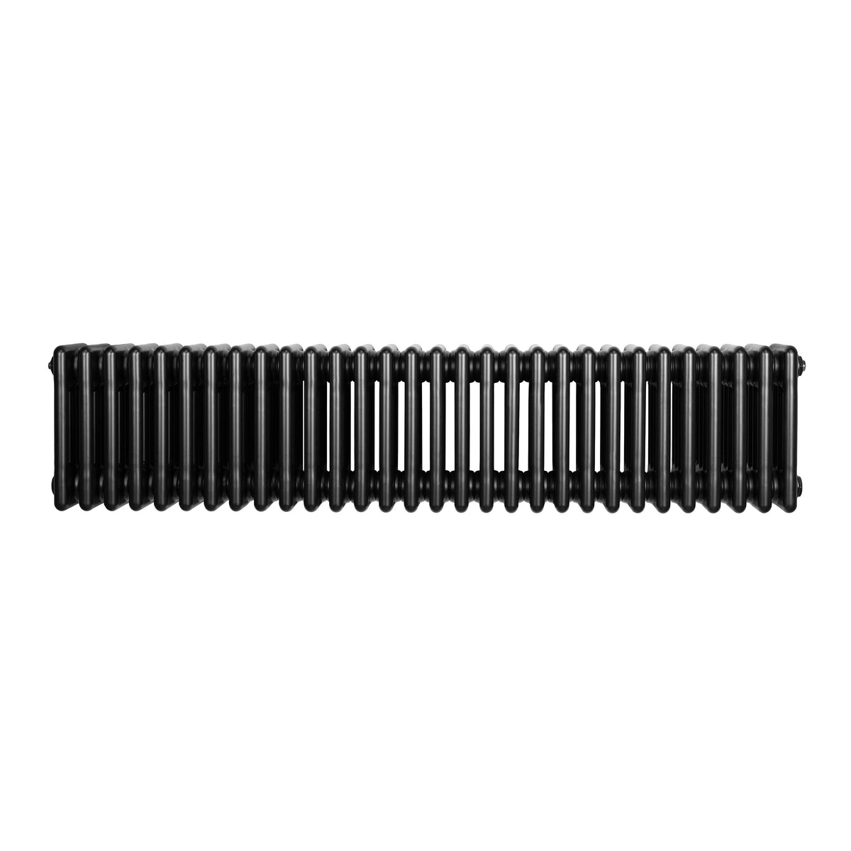 Schwarzer Röhrenheizkörper mit 4 Säulen, 300mm x 1010mm, glänzende Oberfläche, modernes Design, ideal für effiziente Raumheizung