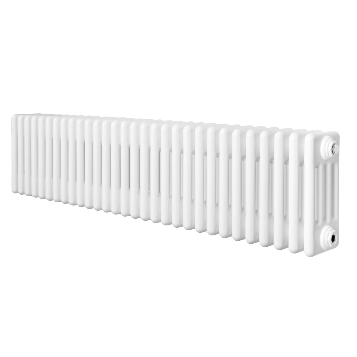 Röhrenheizkörper mit 4 Säulen in Weiß, 300mm x 1370mm, glänzende Oberfläche, schlankes Design, ideal für moderne Wohnräume