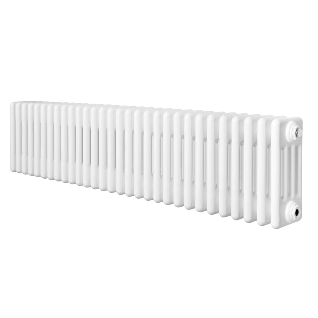 Röhrenheizkörper mit 4 Säulen in Weiß, 300mm x 1370mm, glänzende Oberfläche, schlankes Design, ideal für moderne Wohnräume