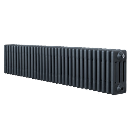 Röhrenheizkörper mit vier Säulen in Anthrazitgrau, 300mm x 1505mm, aus robustem Material, mit glatter, strukturierten Oberfläche und modernem Design