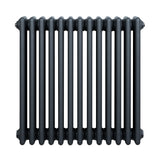 Röhrenheizkörper mit 4 Säulen in Anthrazitgrau, 600mm x 605mm, aus robustem Metall, mit glatter, glänzender Oberfläche und modernem Design