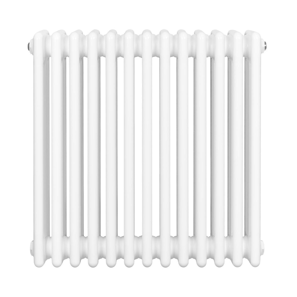Röhrenheizkörper mit 4 Säulen in elegantem Weiß, 600mm x 605mm, aus robustem Material, mit glatter, glänzender Oberfläche und klassischem Design