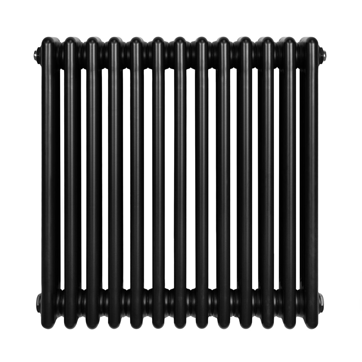Röhrenheizkörper mit 4 Säulen in elegantem Schwarz, 600mm x 605mm, aus robustem Material, mit glatter, glänzender Oberfläche und gleichmäßigen, runden Röhren