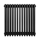 Röhrenheizkörper mit 4 Säulen in elegantem Schwarz, 600mm x 605mm, aus robustem Material, mit glatter, glänzender Oberfläche und gleichmäßigen, runden Röhren