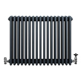 Röhrenheizkörper 4 Säulen mit TRV Chromventile – 600mm x 785mm – Anthrazitgrau