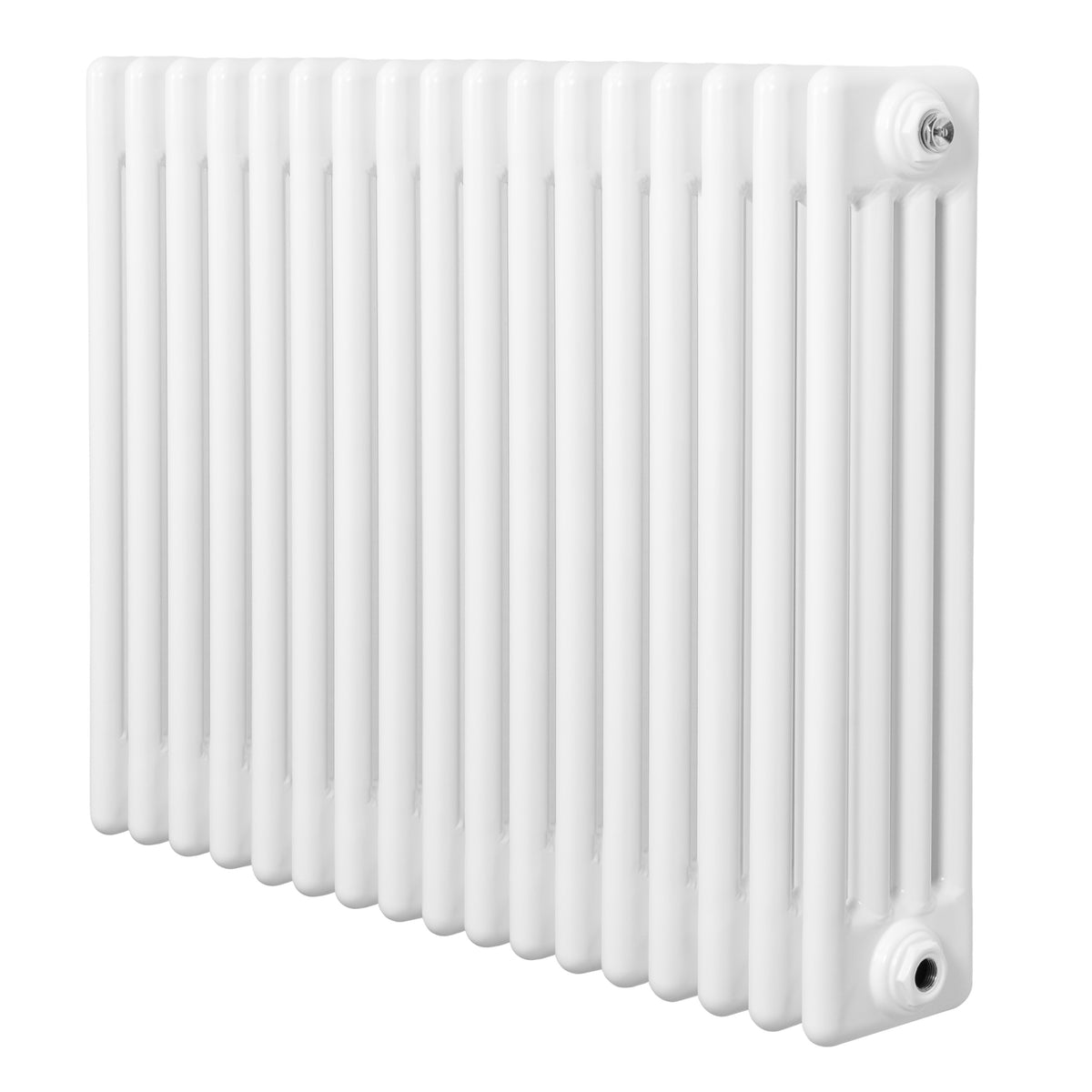 Röhrenheizkörper mit 4 Säulen in Weiß, 600mm x 785mm, glänzende Oberfläche, schlankes Design, ideal für moderne Wohnräume