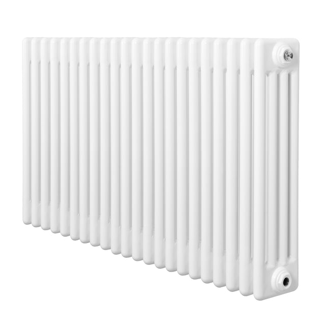 Röhrenheizkörper mit 4 Säulen in Weiß, 600mm x 1010mm, glänzende Oberfläche, schlankes Design, ideal für moderne Innenräume