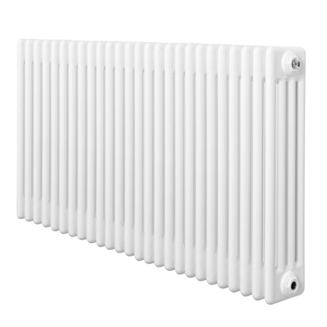Röhrenheizkörper mit 4 Säulen in Weiß, 600mm x 1190mm, glänzende Oberfläche, schlankes Design, ideal für moderne Wohnräume und effiziente Wärmeverteilung