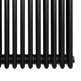 Röhrenheizkörper mit 4 Säulen, 1800mm x 290mm, in elegantem Schwarz, aus robustem Metall mit glatter, glänzender Oberfläche und runden, gleichmäßigen Rohren