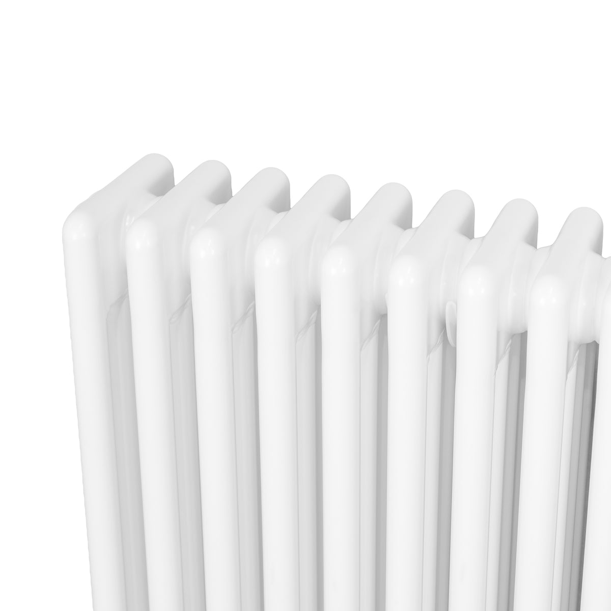 Röhrenheizkörper mit vier Säulen in elegantem Weiß, 1800mm x 380mm, zeigt glatte, glänzende Oberflächen und modernes Design für effiziente Wärmeabgabe