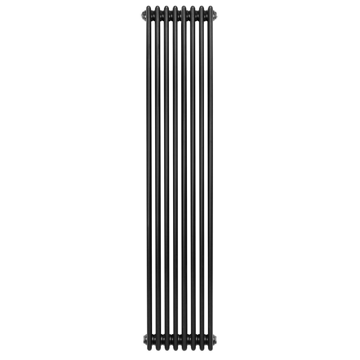 Schwarzer Röhrenheizkörper mit 4 Säulen, 1800mm x 380mm, vertikale Anordnung, glatte Oberfläche, modernes Design für effiziente Wärmeabgabe