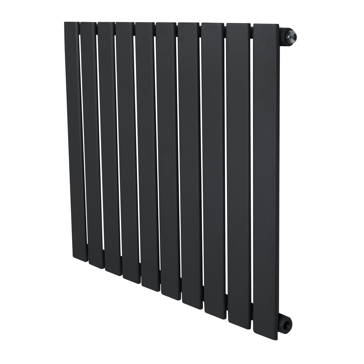 Flachheizkörper in Anthrazitgrau, 600mm x 700mm, mit schlanken, vertikalen Lamellen und modernem, minimalistischen Design für stilvolle Heizlösungen