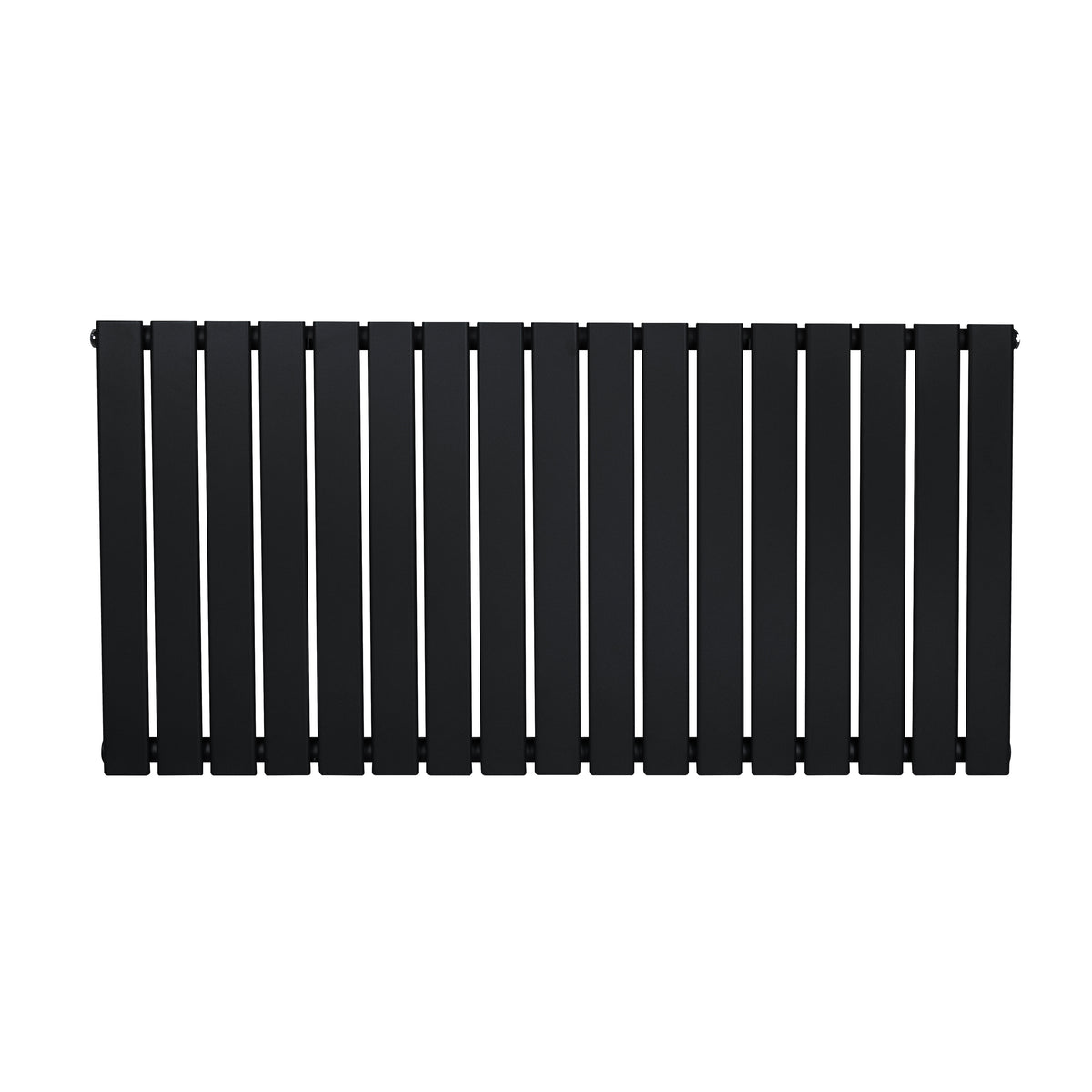 Flachheizkörper in elegantem Schwarz, 600mm x 1190mm, mit schlanken, vertikalen Lamellen für moderne Heizlösungen und stilvolle Innenräume