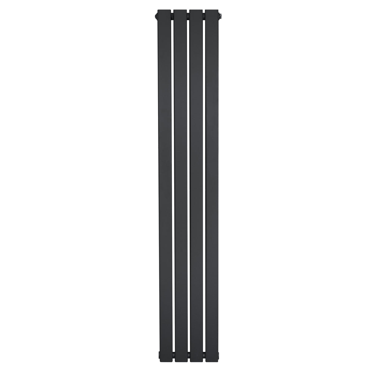 Flachheizkörper in Anthrazitgrau, 1600mm x 280mm, mit schlankem, vertikalem Design und glatter, mattschwarzer Oberfläche für moderne Innenräume