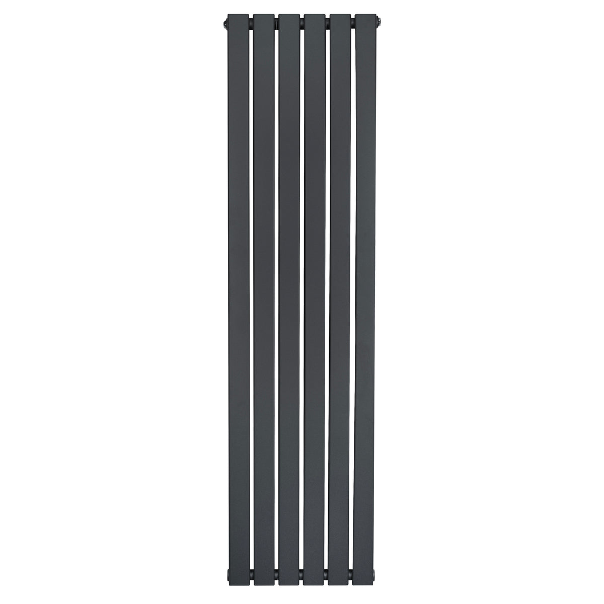 Flachheizkörper in Anthrazitgrau, 1600mm x 420mm, mit schlankem, vertikalem Design und glatter, mattschwarzer Oberfläche für moderne Innenräume