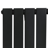 Flachheizkörper in elegantem Schwarz, 1600mm x 560mm, mit glatter, mattschwarzer Oberfläche und modernen, rechteckigen Lamellen für effiziente Wärmeabgabe