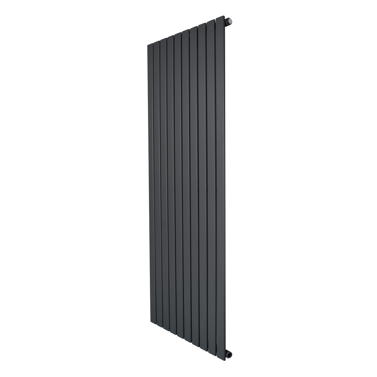 Flachheizkörper in Anthrazitgrau, 1600mm x 700mm, mit schlanker, vertikaler Lamellenstruktur und glatter, moderner Oberfläche