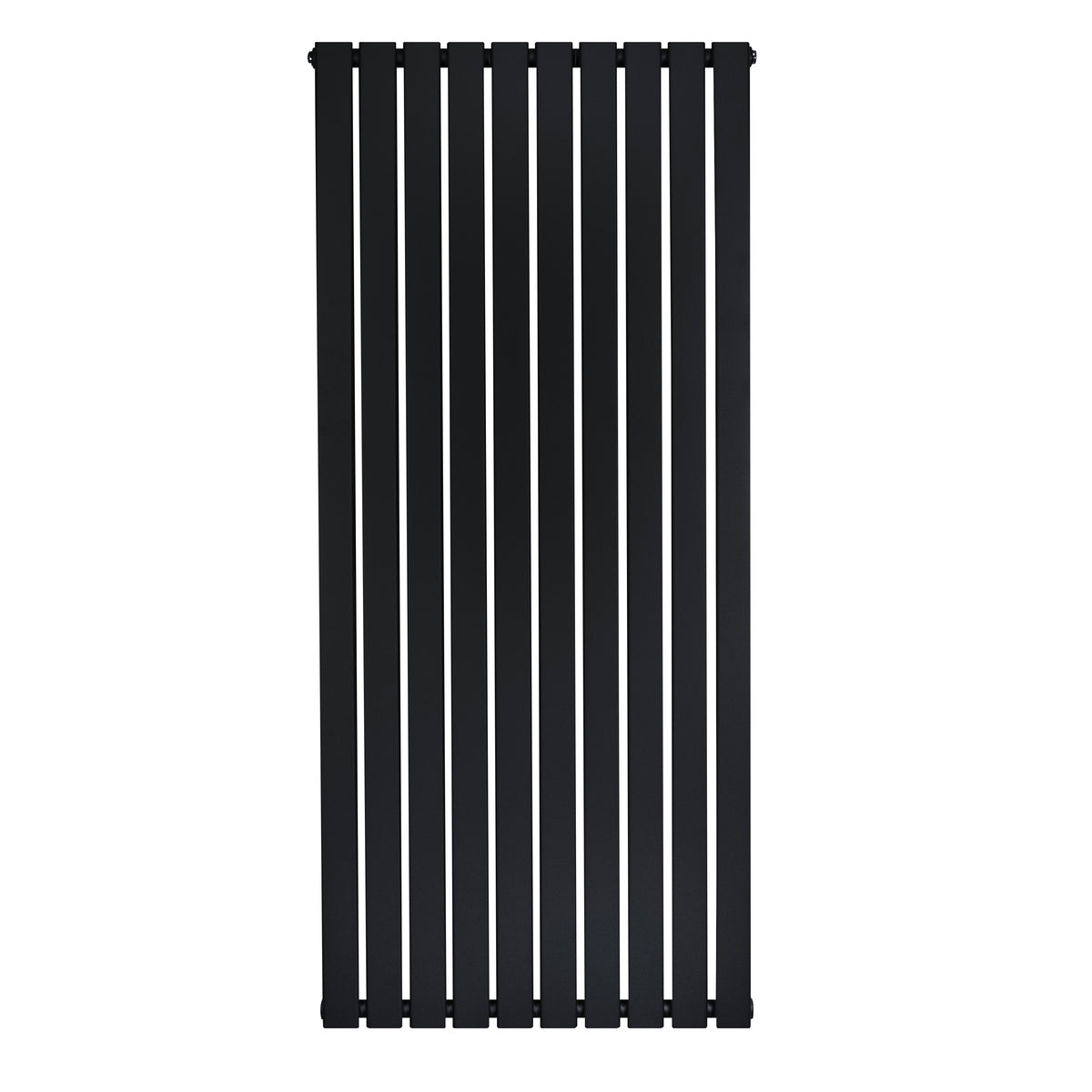 Flachheizkörper in elegantem Schwarz, 1600mm x 700mm, mit vertikalen Lamellen für moderne Innenräume, aus robustem Metall gefertigt