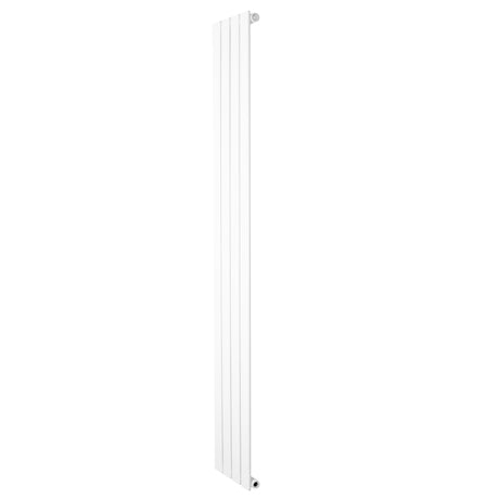 Flachheizkörper in Weiß, 1800mm x 280mm, schlankes Design mit glatter Oberfläche und vertikalen Lamellen, ideal für moderne Wohnräume