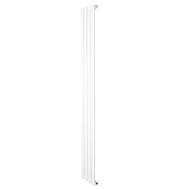 Flachheizkörper in Weiß, 1800mm x 280mm, schlankes Design mit glatter Oberfläche und vertikalen Lamellen, ideal für moderne Wohnräume