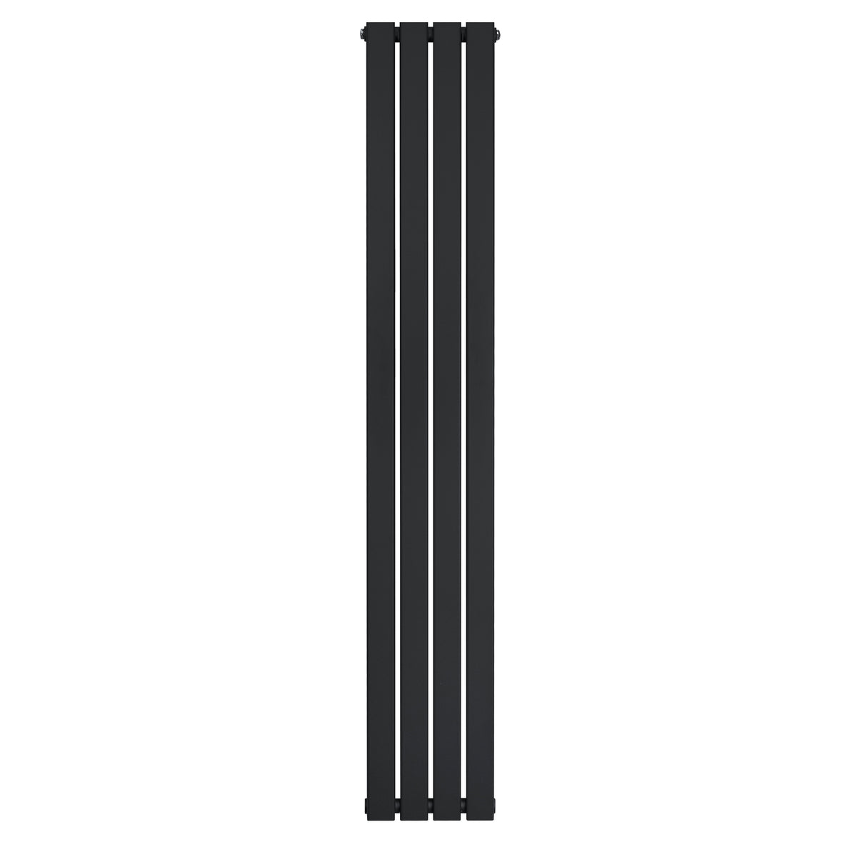 Schmaler, vertikaler Flachheizkörper in elegantem Schwarz, 1800mm hoch und 280mm breit, mit glatten, modernen Linien und einem minimalistischen Design