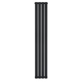 Schmaler, vertikaler Flachheizkörper in elegantem Schwarz, 1800mm hoch und 280mm breit, mit glatten, modernen Linien und einem minimalistischen Design