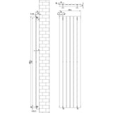 Flachheizkörper in Weiß, 1800mm x 420mm, mit schlankem, vertikalem Design und klaren Linien, ideal für moderne Innenräume und effiziente Wärmeverteilung