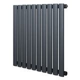 Gliederheizkörper in Anthrazitgrau, 600mm x 600mm, mit schlanken, runden Röhren und mattem Finish, ideal für moderne Innenräume