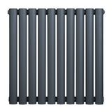 Gliederheizkörper in Anthrazitgrau, 600mm x 600mm, mit glatten, runden Röhren und modernem Design, ideal für stilvolle Heizlösungen