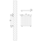 Schwarzer Gliederheizkörper mit den Maßen 600mm x 600mm, rechteckige Form, aus Metall, ideal für moderne Heizlösungen in Wohnräumen