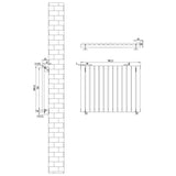 Gliederheizkörper in Anthrazitgrau, 600mm x 780mm, mit schlanken, vertikalen Lamellen und klaren Linien, ideal für moderne Wohnräume