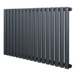 Gliederheizkörper in Anthrazitgrau, 600mm x 1020mm, mit schlanken, vertikalen Lamellen und mattem Finish für moderne Innenräume